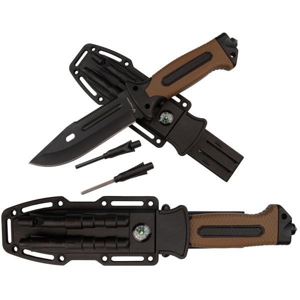 Nóż taktyczny HASTAA 10-HS-251 + krzesiwo i ostrzałka