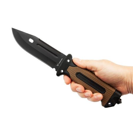 Nóż taktyczny HASTAA 10-HS-251 + krzesiwo i ostrzałka