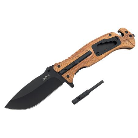 Nóż Ratowniczy BSH ADVENTURE N-501B 6w1 Krzesiwo Klucze Gwizdek