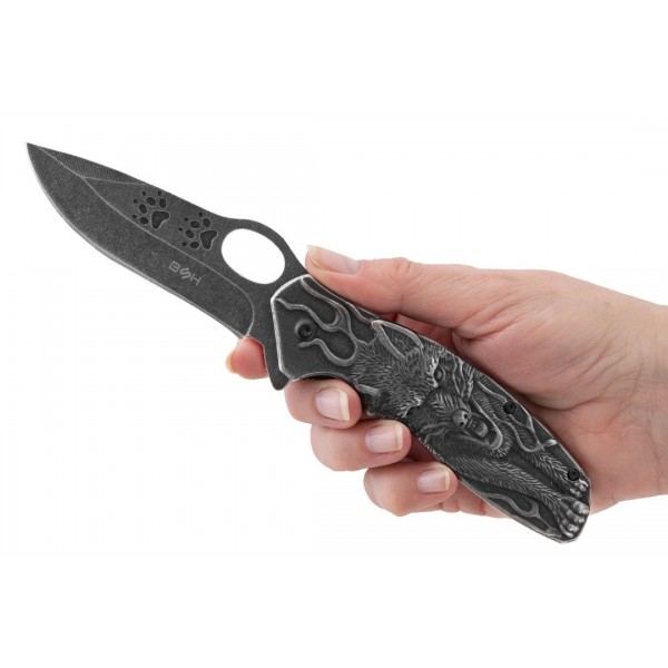Nóż Składany BSH ADVENTURE WOLF N-072 Sprężynowy