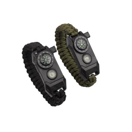 Bransoletka Survivalowa 9w1 Paracord Krzesiwo Kompas Latarka BR-004