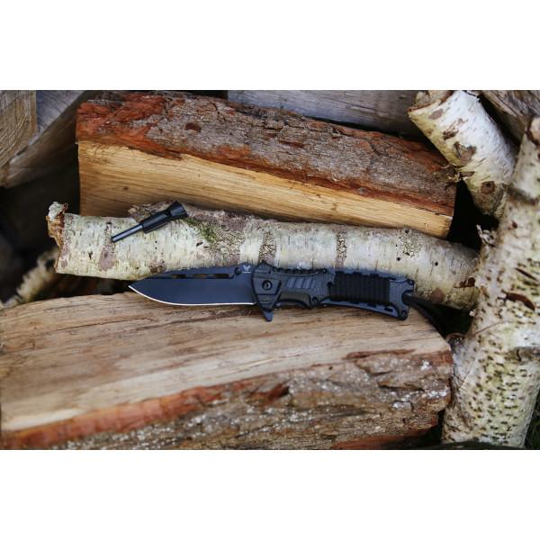 Nóż sprężynowy z krzesiwem HASTAA 01-HS-501